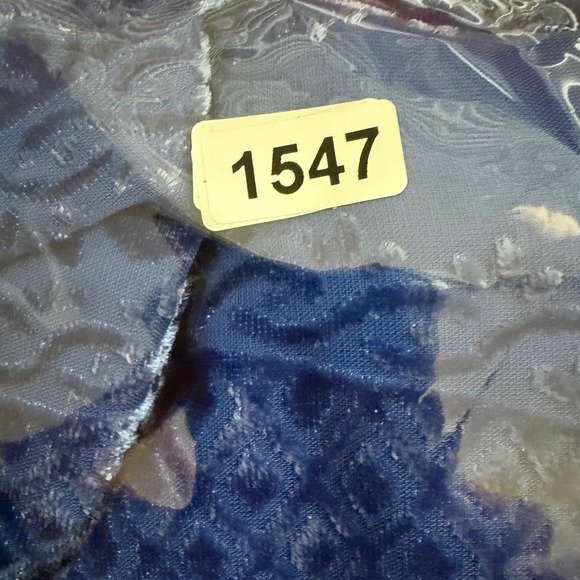 Soft Surroundings Vanetta Velvet Top Blue Devore  Damask Floral Blouse Small - Picture 13 of 13